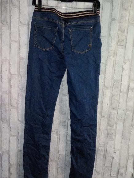 Jordache blue Skinny Jeans with gold stripes elastic waistband - Picture 2 of 11